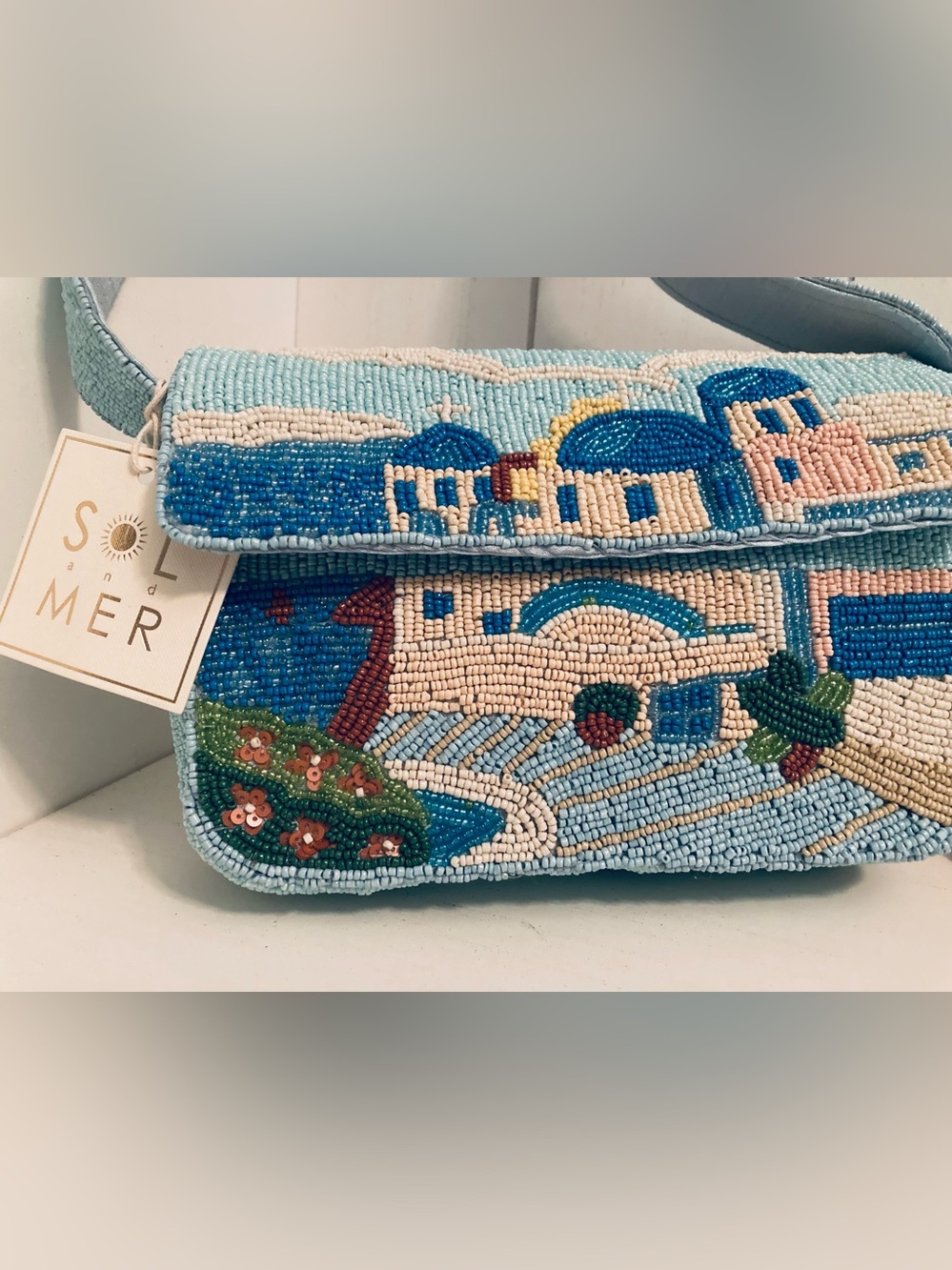 SUMMER SALE! NWT Beaded Greece Bag - Pastel Blue
